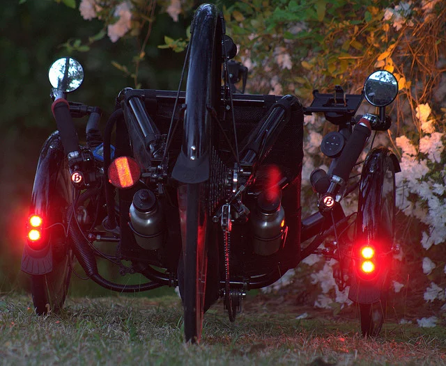 Silk, lit up for night riding