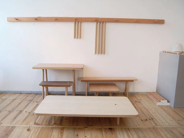 With some Wood Peg furniture built, the other components hang on the wall