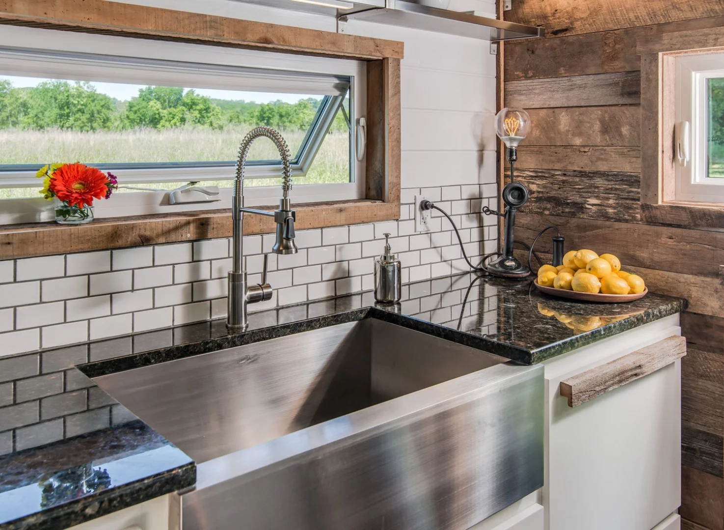 Large steel farmhouse apron sink
