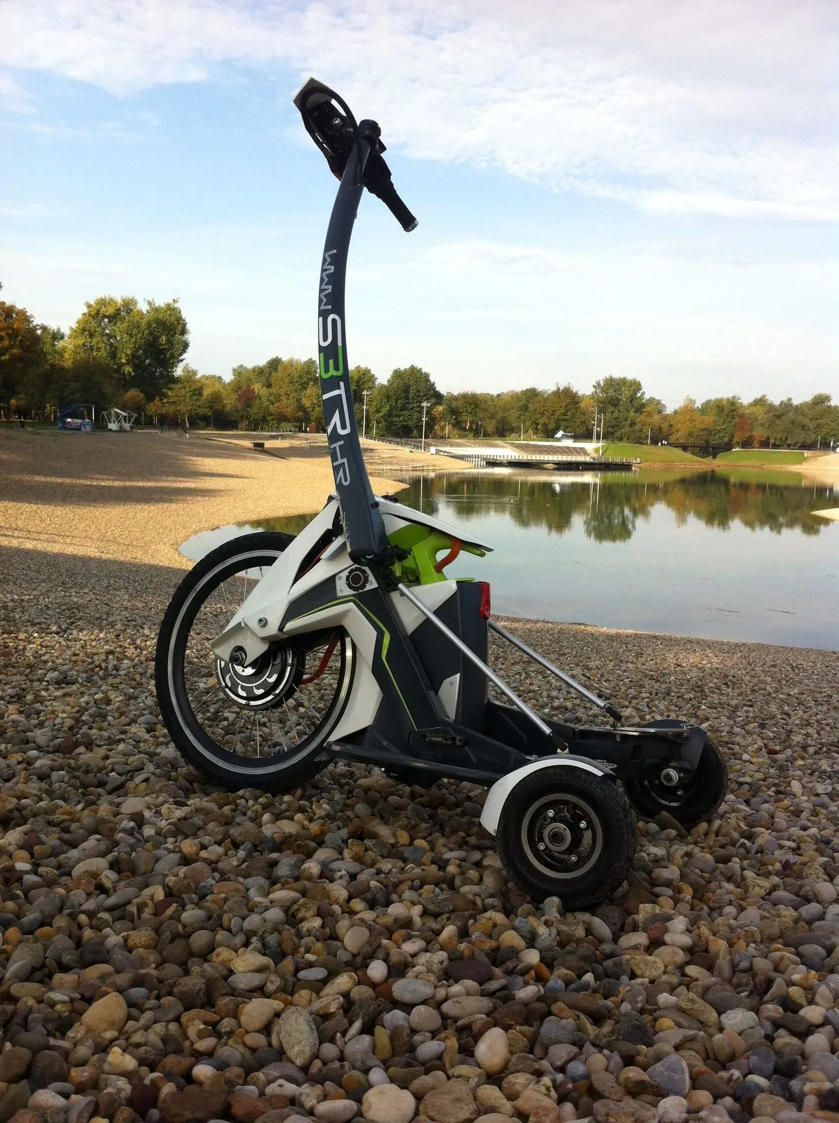 The S3tr has three wheels to the PT's two, but its main advantage is that it folds up