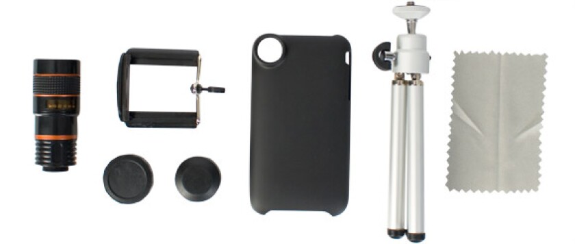 The Eye Scope accessories include a tripod, phone cover and mounting clamp (Photo: Firebox)