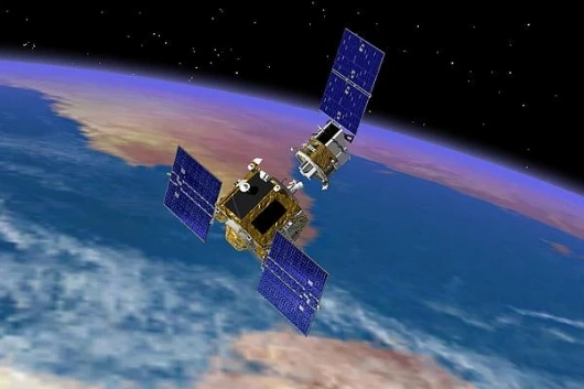 This artist's rendition of Orbital Express during unmated operations was generated using the Boeing SimWorks simulation software. ASTRO is observed during final approach after flying several kilometers away and having performed a flyaround inspection of N