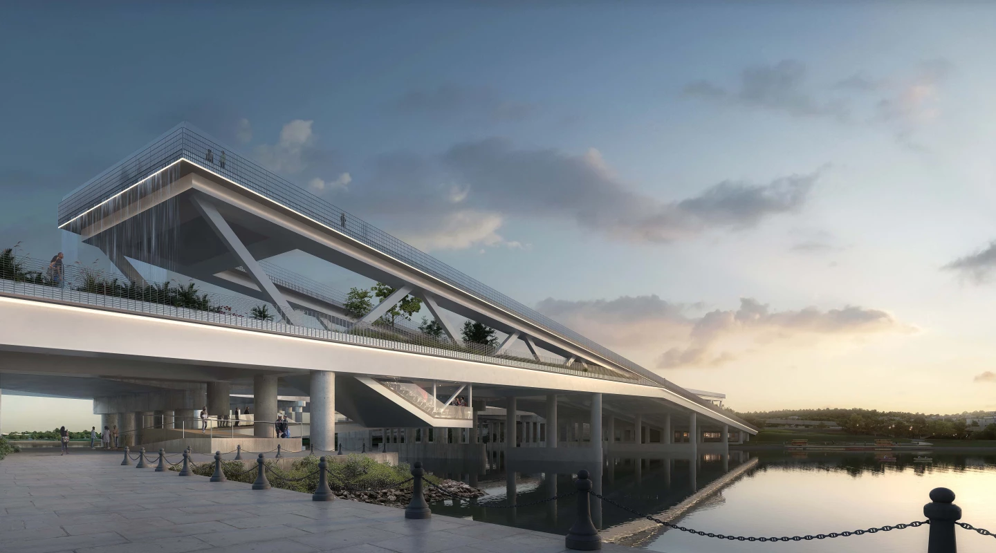 The 11th Street Bridge Park will feature two ramp-like raised areas with viewing points