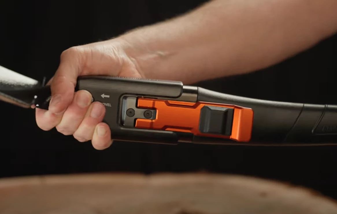 The new tool-attachment system includes a CAM lever with a slide lock