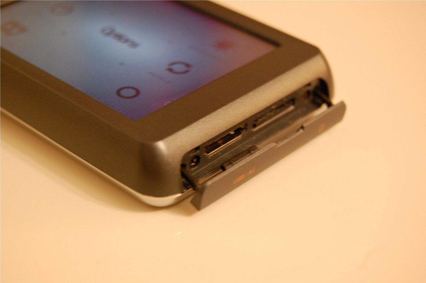 To the right is the microSD card slot and the USB port