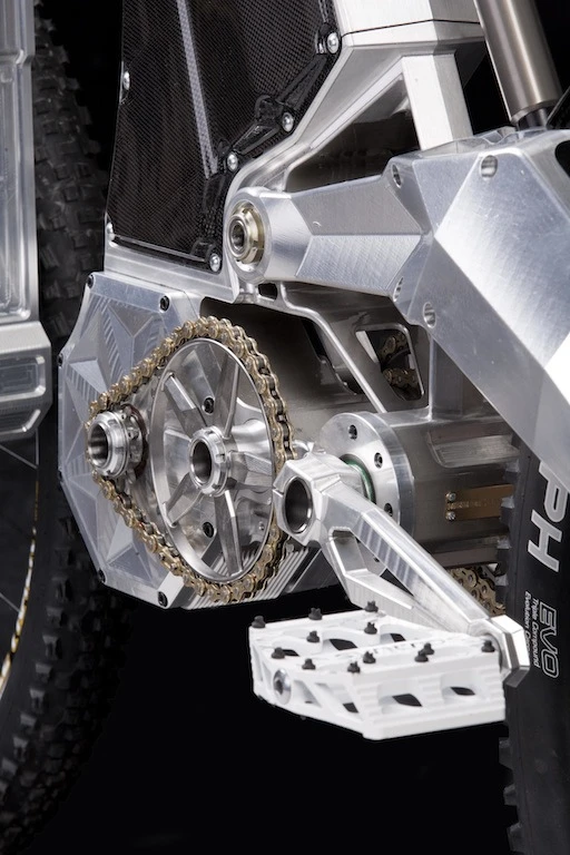 Custom made M55 aluminum cranks and Syncros Meathook pedals