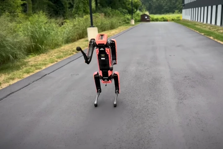 Spot, the robot, as it gets ready for another of its seven backflips