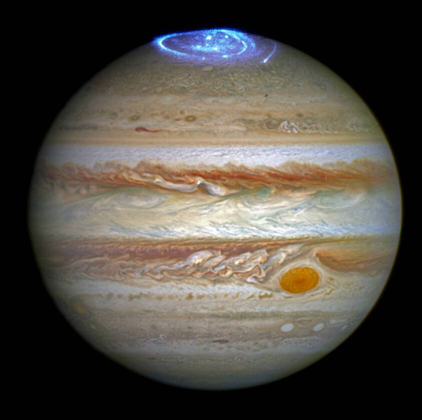 One of Jupiter's stunning aurorae captured by the Hubble Space Telescope
