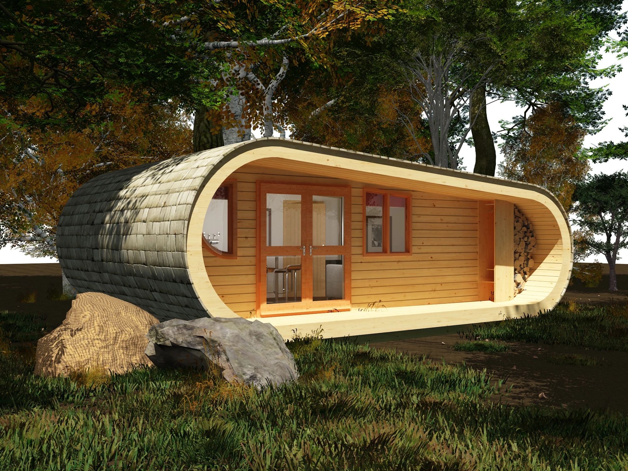 The eco-PERCH also has the added option of being transformed into an off-the-grid hideaway