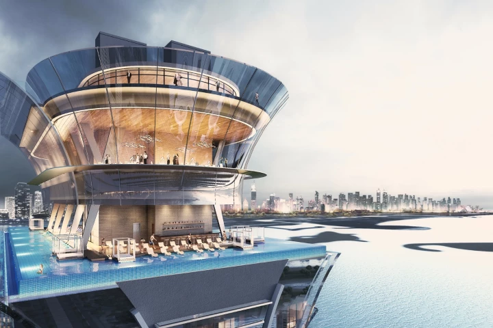 The infinity pool will be located on the 50th floor of the Palm Tower at a height of 210 m (689 ft)
