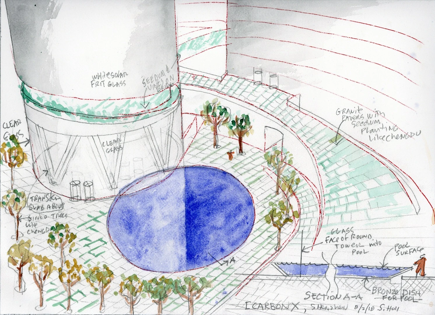 Architectural painting of iCarbonX Headquarters