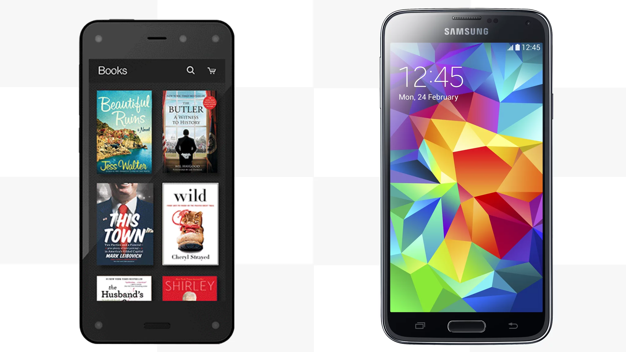 The Amazon Fire Phone (left) is the company's first ever smartphone