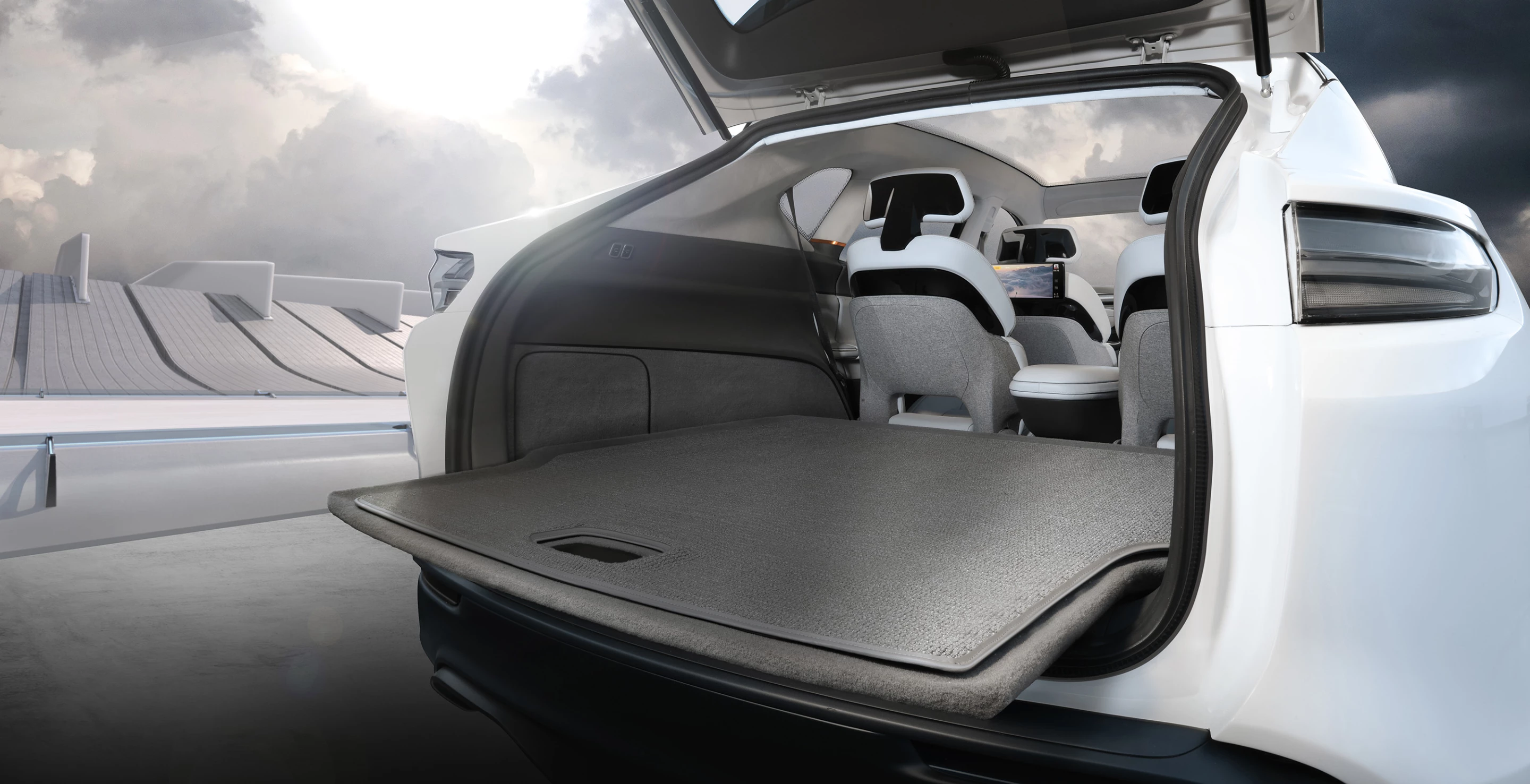 The Chrysler Airflow Concept's cargo space has a pull-out floor for easier loading