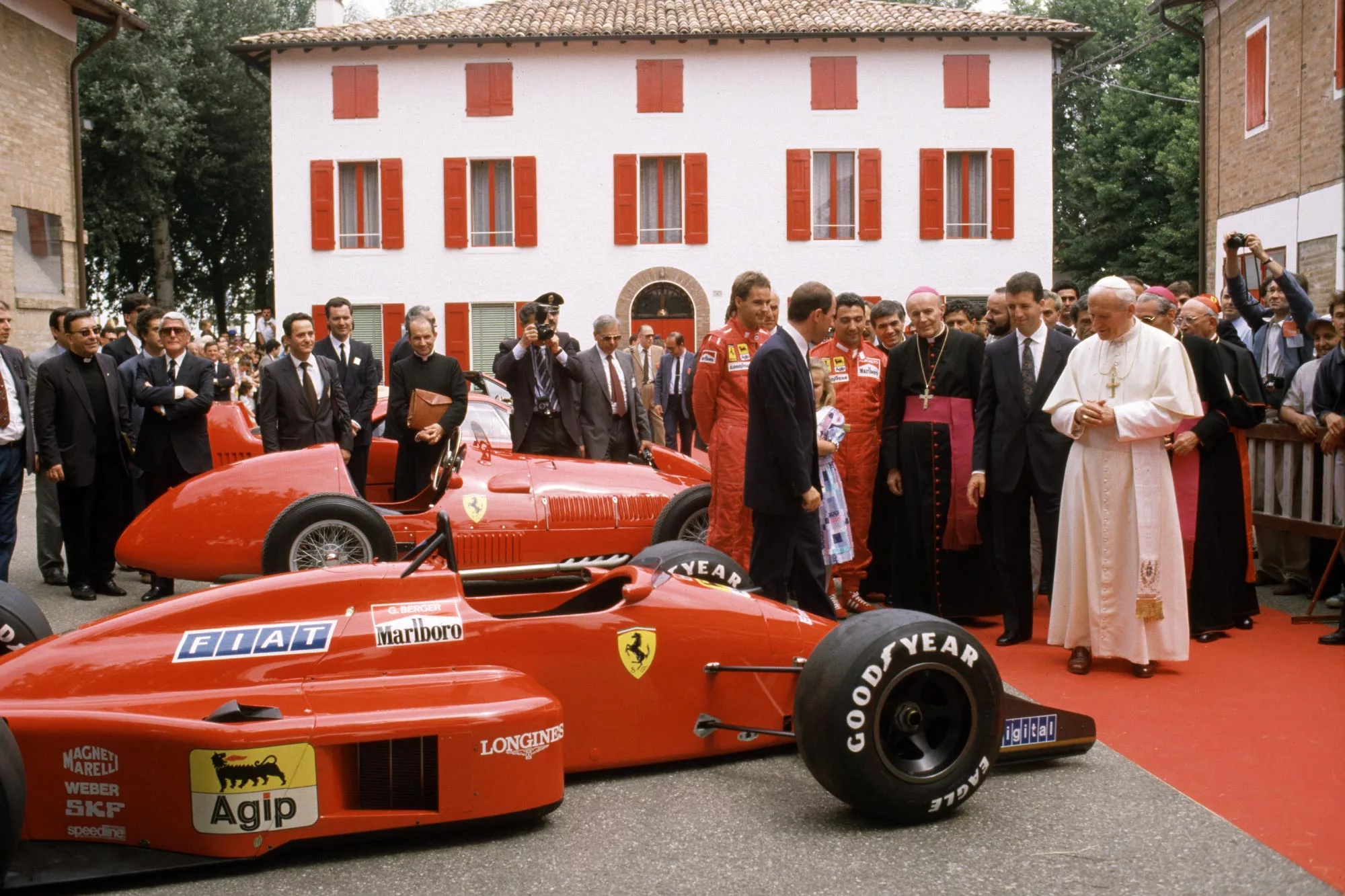 Pope John Paul II had a history with Ferrari, having visited Maranello in 1988 at a time when McLaren was the dominant force in Formula One. Instead of greeting the Ferrari town in his Popemobile, the Pontiff asked to do it in a Ferrari, and he embraced much of the company's history during the visit.