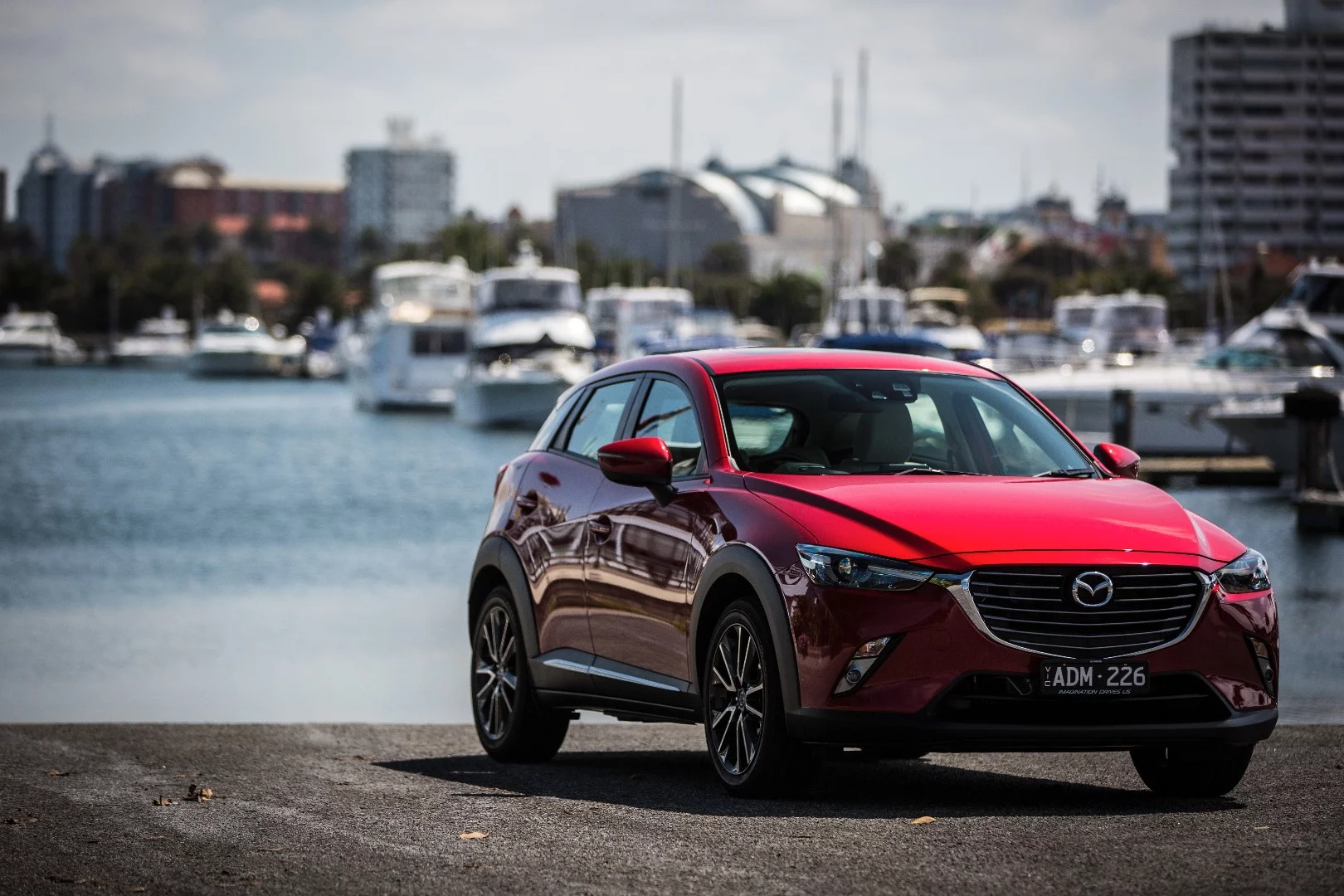 With its chrome grille and squinty headlamps, the CX-3 has a good presence on the road