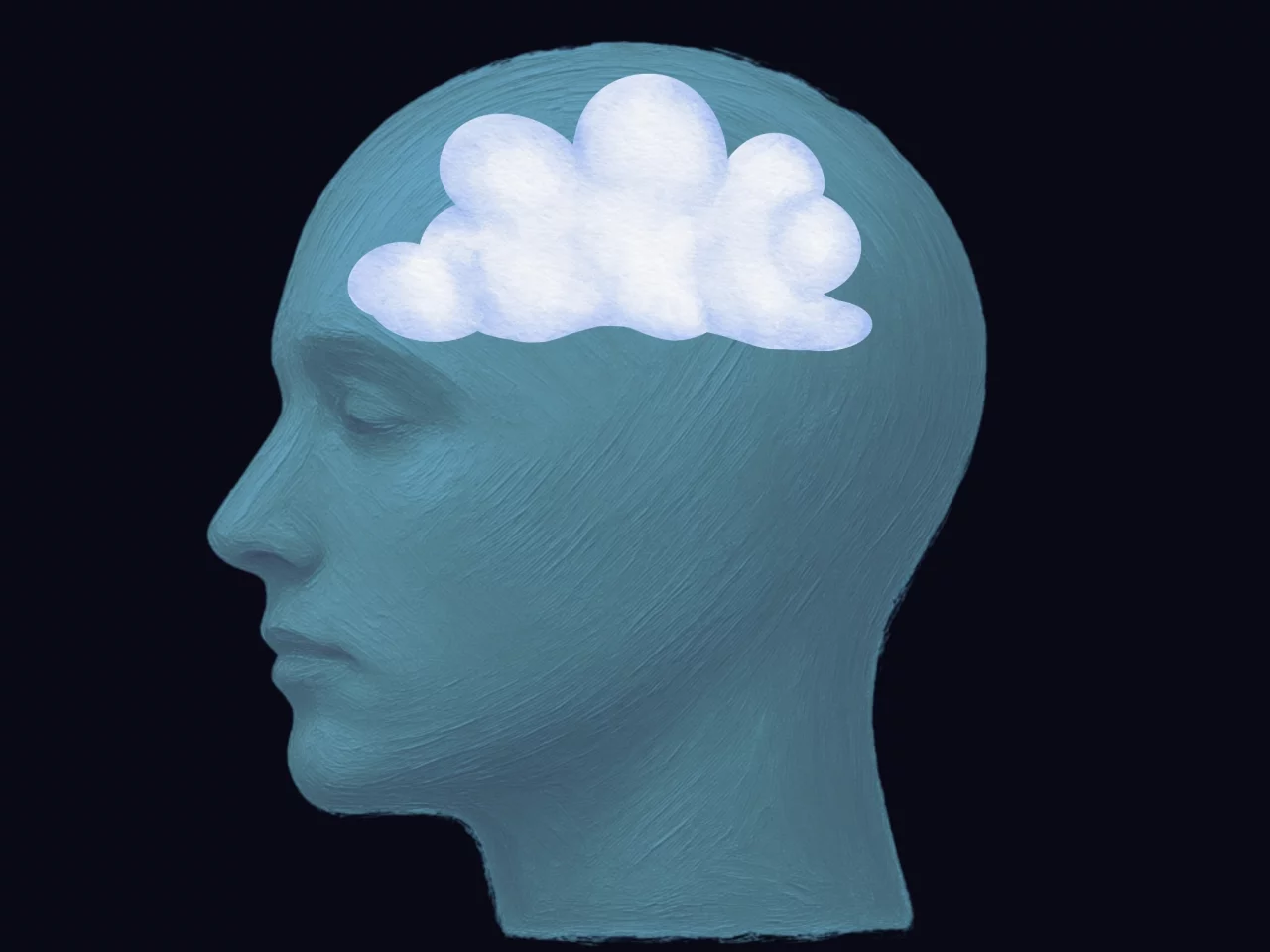 Illustration of a man's head with a cloud inside