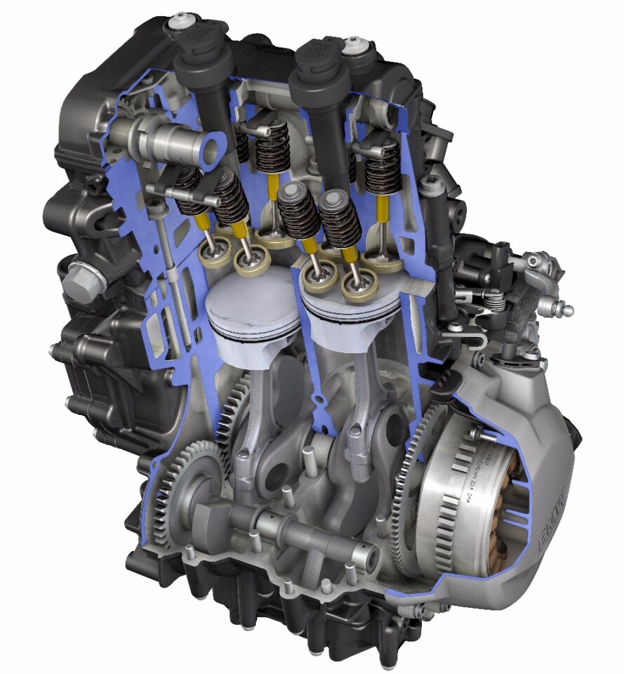 The new 853cc parallel twin with a 270 degree firing order fitted to the new F 750GS and F 850GS