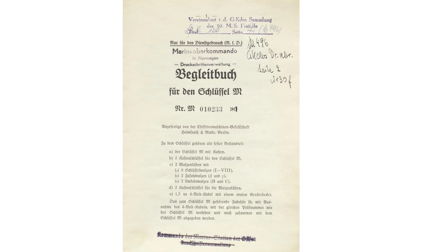 Companion book for the lock mechanism German navy 1944