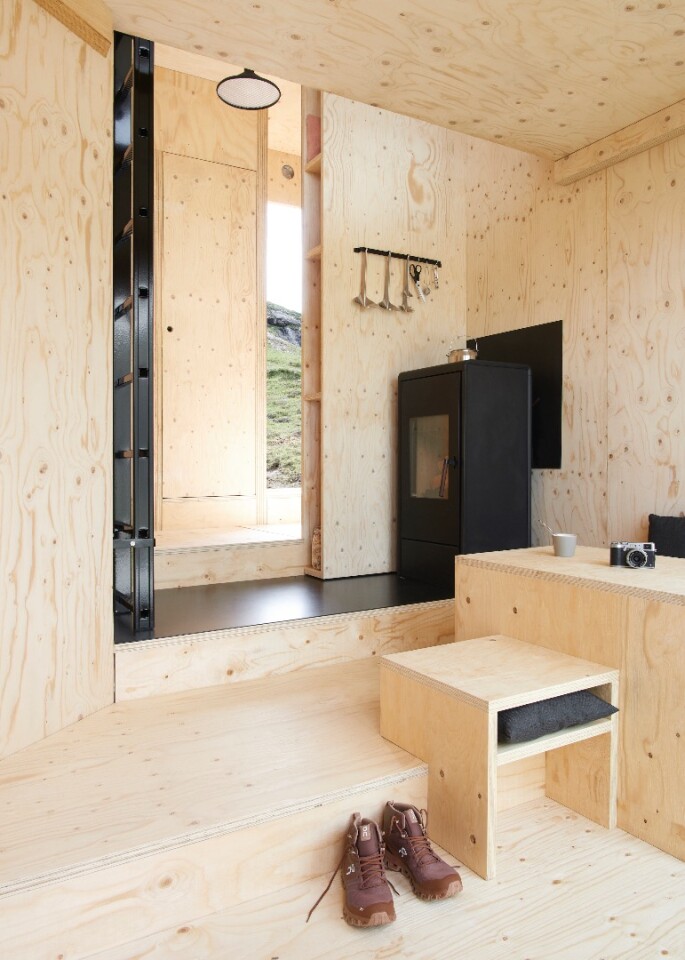 The On Mountain Hut is kept warm with a wood-burning stove