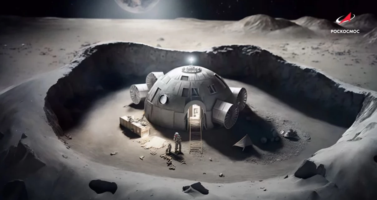 Artist's concept of future Russian Moon base