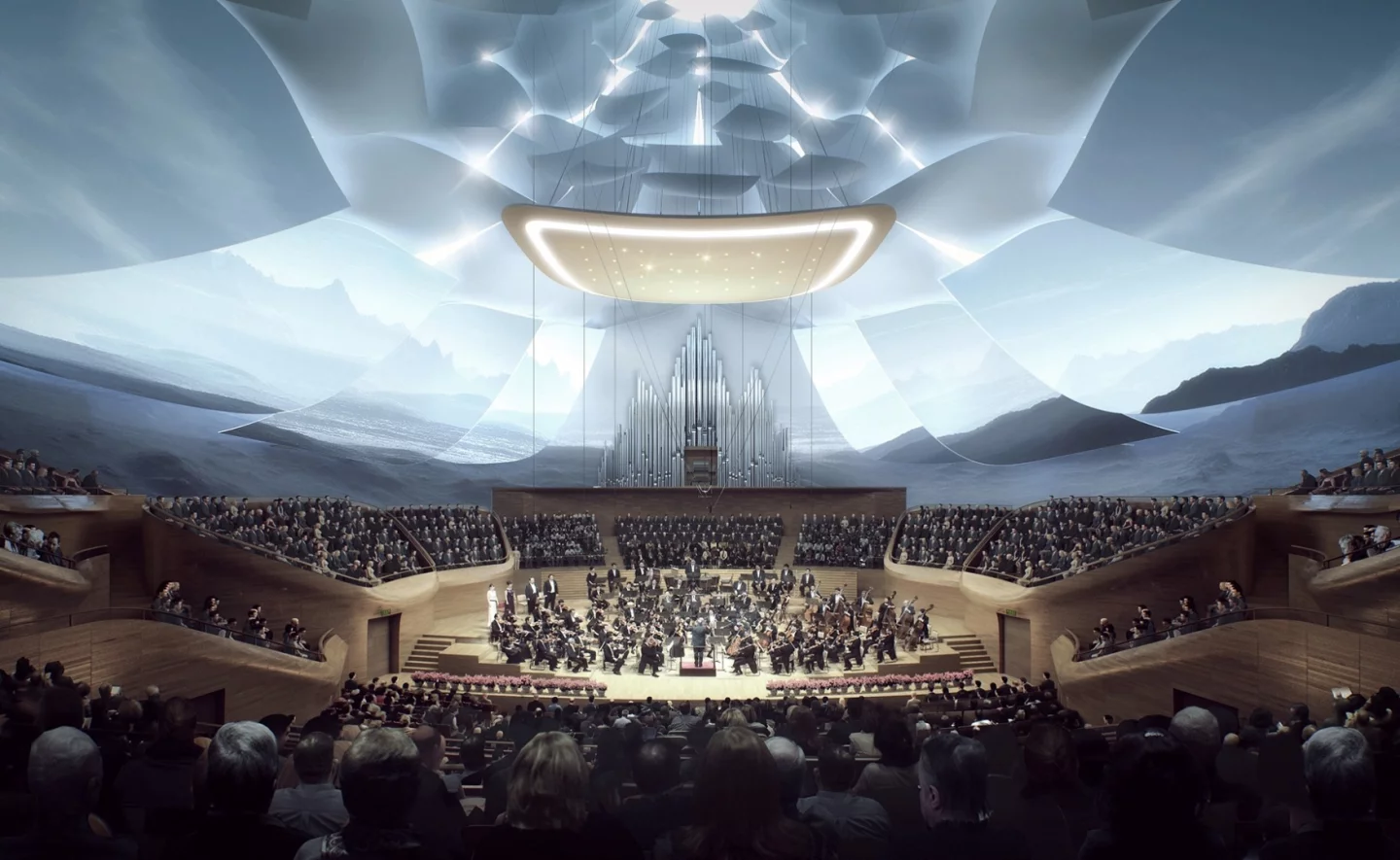 The main auditorium of the China Philharmonic Concert Hall will seat 1,600 people on "vineyard style" terraces surrounding the stage area
