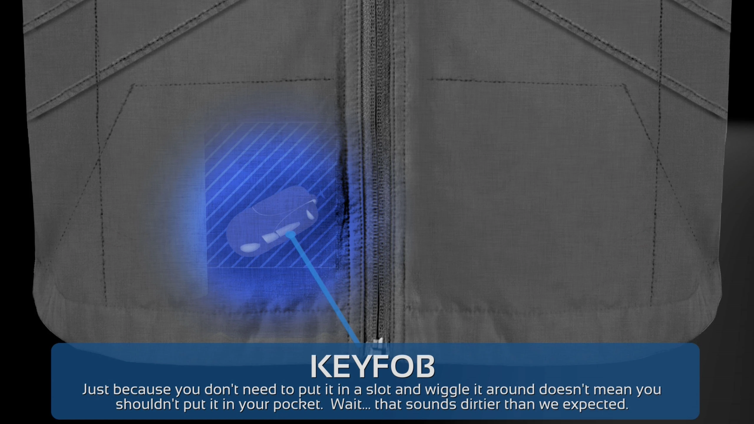 There is space for a keyfob in the jacket