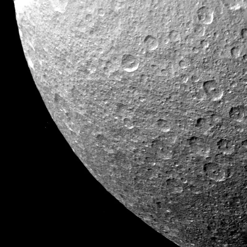 Rhea, a moon of Jupiter that looks similar to our moon