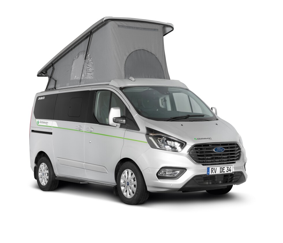 At just under 5 m, the Globevan e.Hybrid is a greener breed of mini-campervan