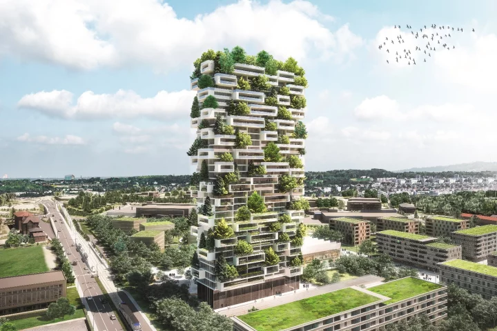 Stefano Boeri Architetti's Cedar Trees Tower is heavily inspired by Bosco Verticale and brings the same "Vertical Forest" concept of greenery-covered buildings to Switzerland