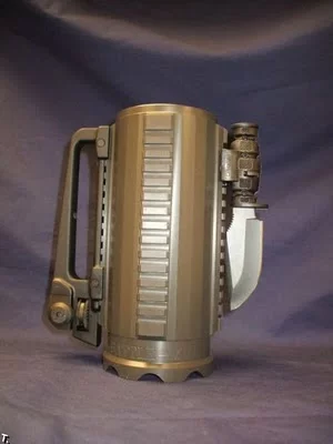 The Battle Mug, with a user-added knife
