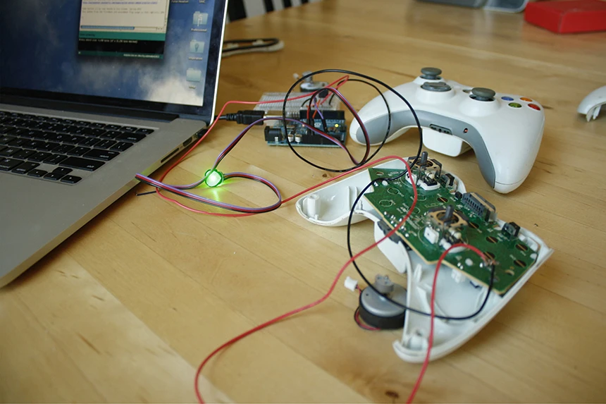 An early concept of Immersion used a hacked controller to monitor heart rate