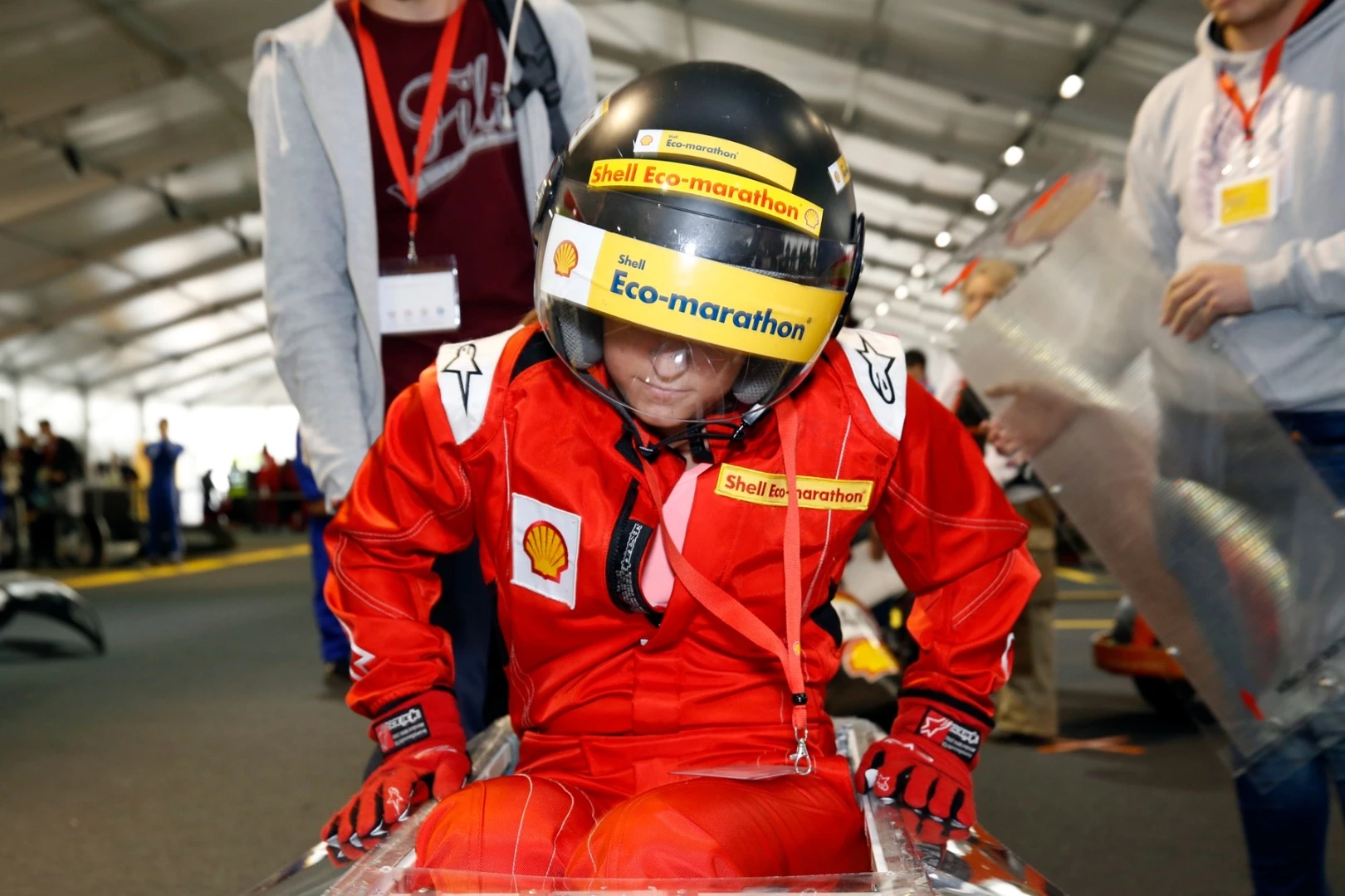 Team ECO-JANDULA from I.E.S. Jandula, Andujar, Spain work on their vehicle behind the scenes during day one of Make the Future London 2016