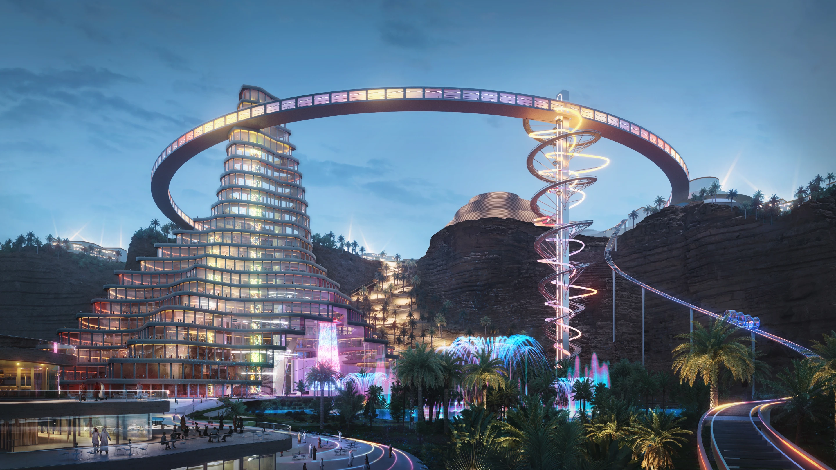 Qiddiya will include a 15 hectare (37 acre) retail, dining and entertainment precinct