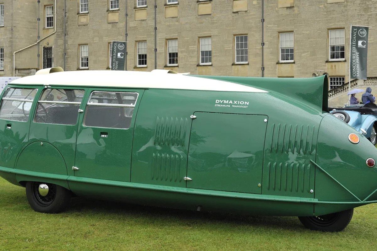 The aerodynamically efficient Dymaxion car could transport 11 passengers and returned 36 mpg from a V8 in 1933.