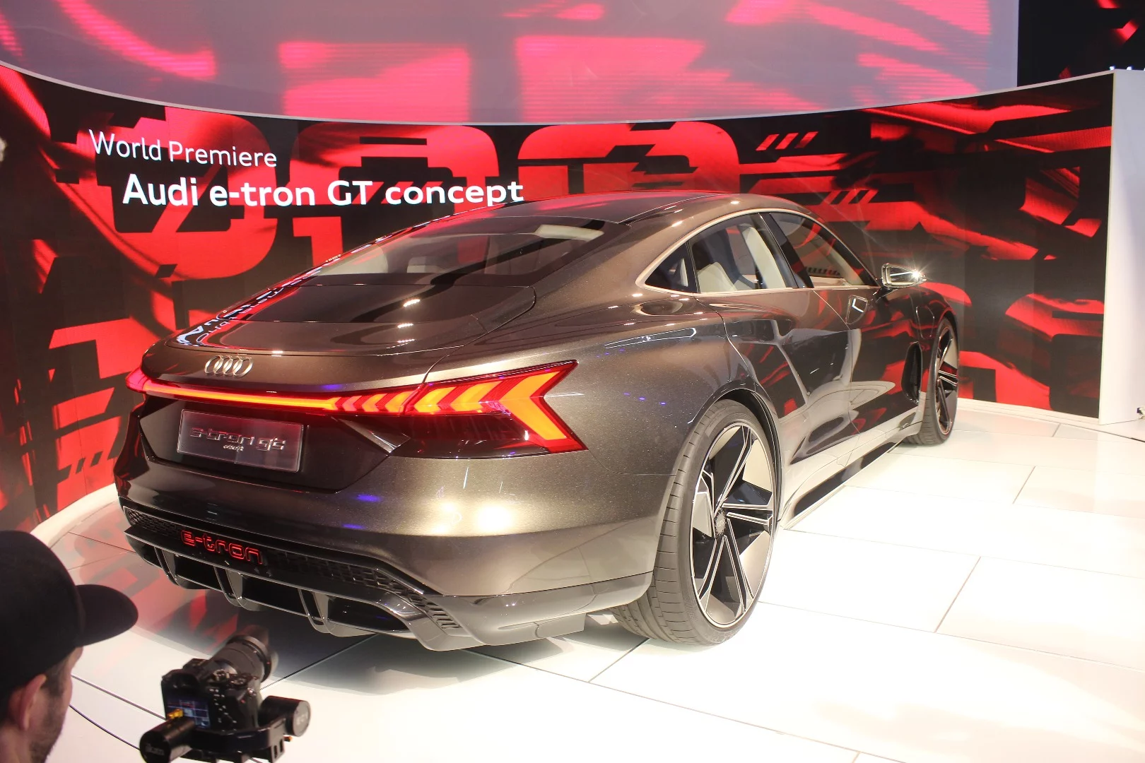 The Audi e-tron GT concept on display at the LA Auto Show