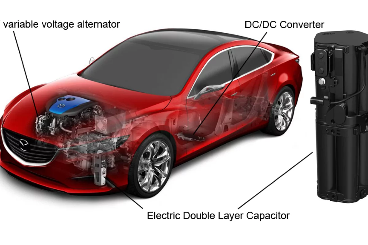 Mazda claims its new i-ELOOP system is the first passenger vehicle regenerative braking system to use a capacitor instead of a battery
