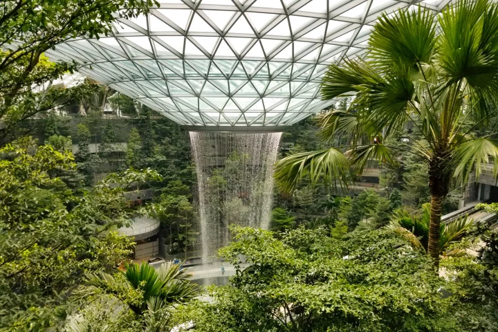 Singapore's Jewel Changi Airport features the world's tallest indoor waterfall