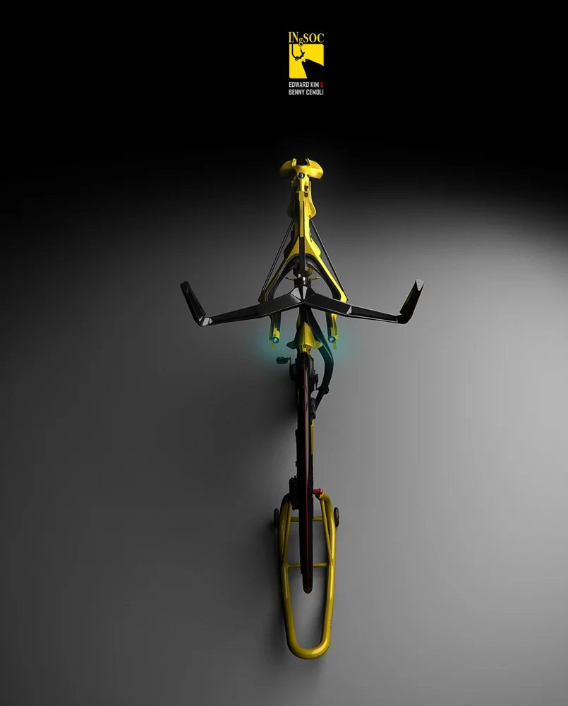 Rendering of the INgSOC human/electric bike designed by Edward Kim and Benny Cemoli