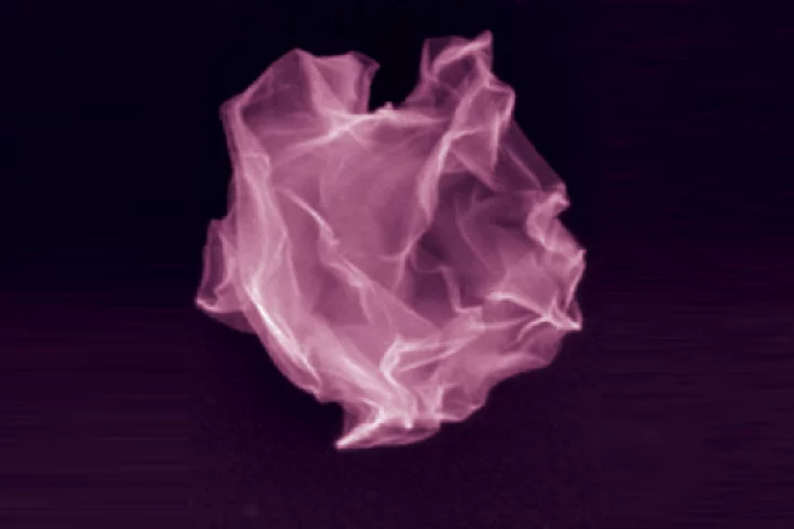 A crumpled graphene ball created by Northwestern University researchers inspired by a trash can full of crumpled-up papers
