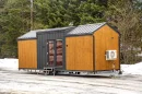 The Justine's exterior is clad in heat-treated pine and aluminum