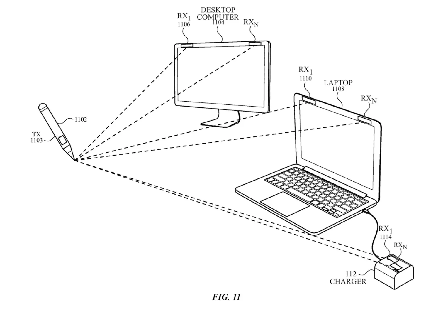 A patent for a new stylus shows a device that can write in mid-air