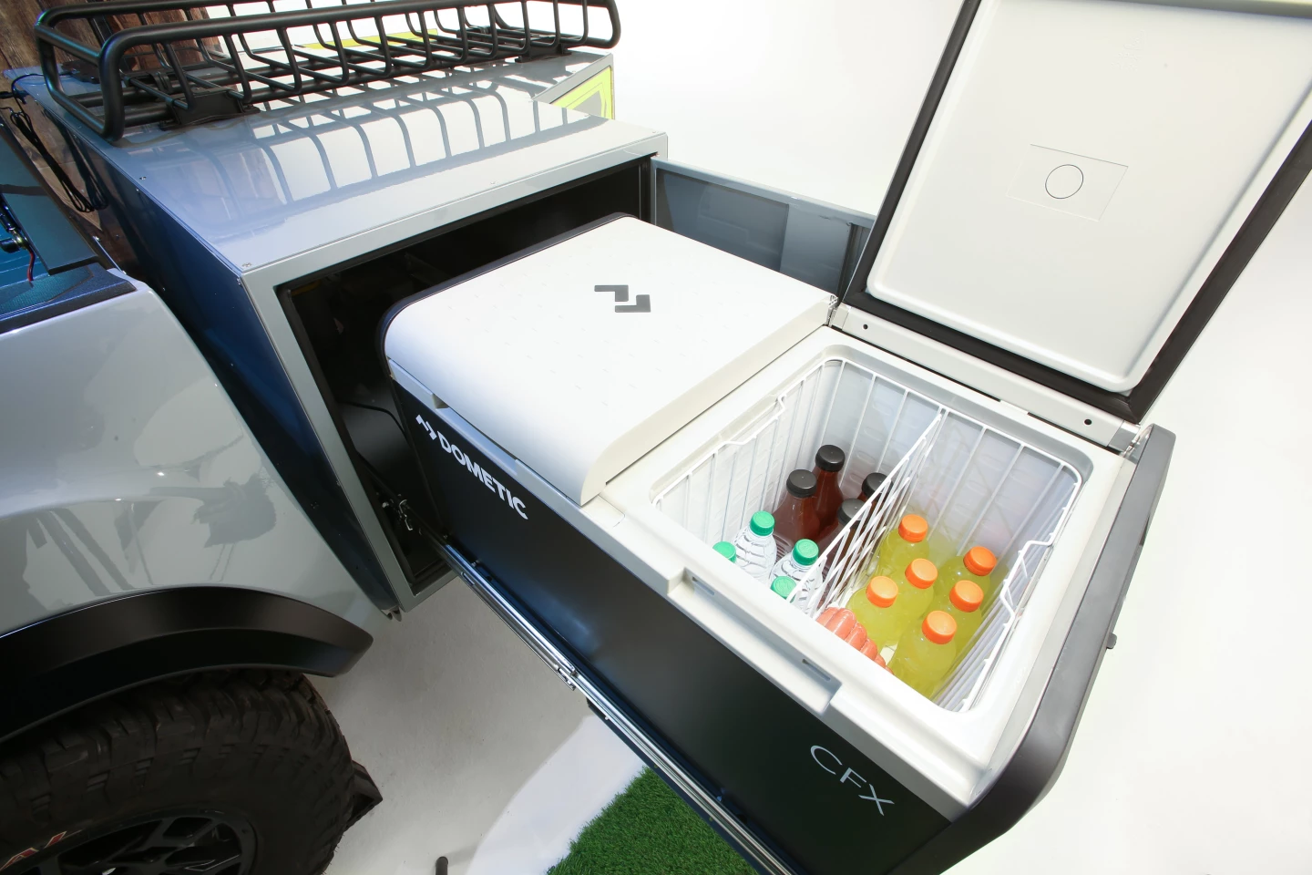 The only part of the trailer design that we question is the slide-out fridge all the way around the side from the rest of the kitchen area