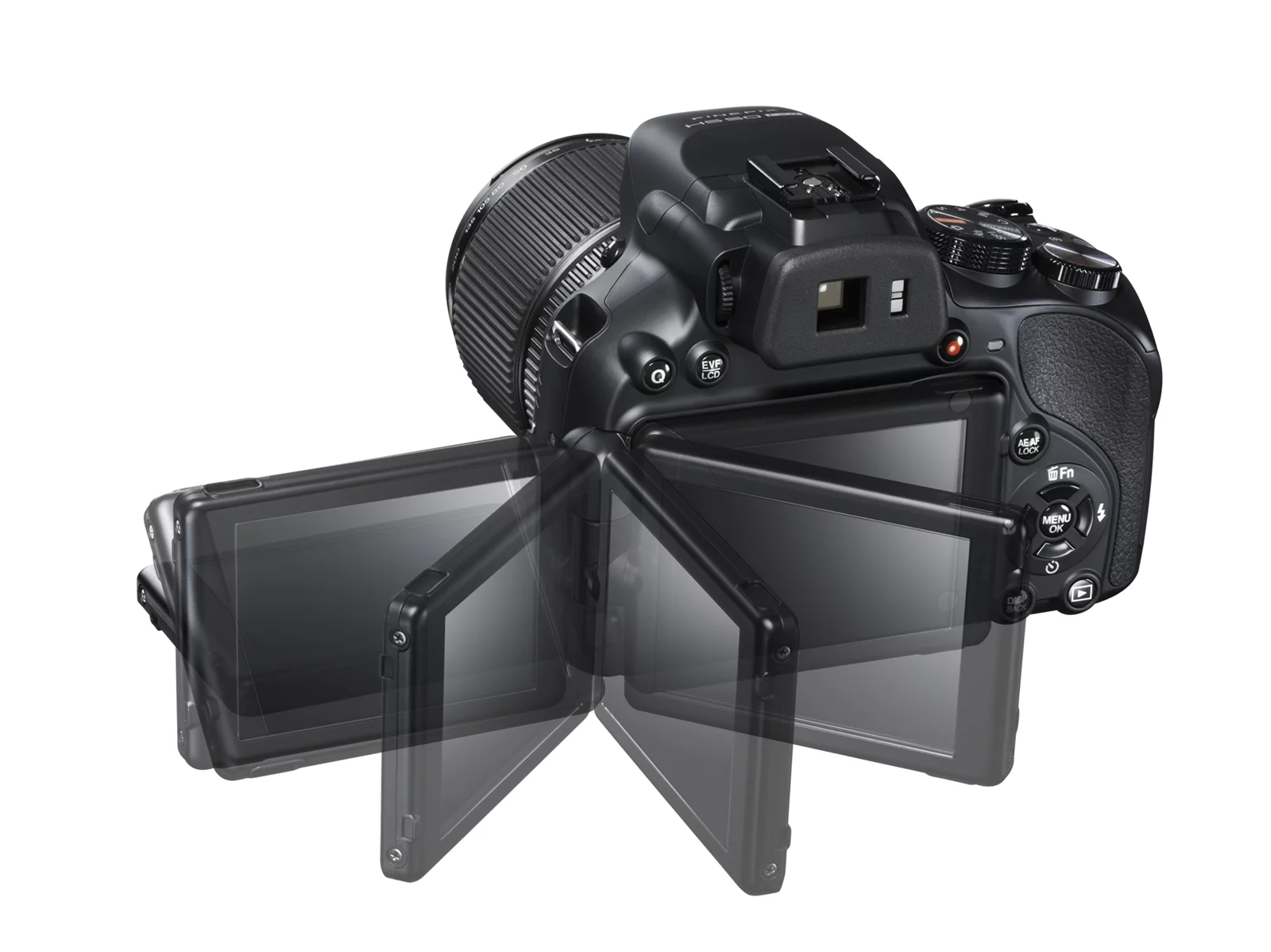 The HS50EXR has a 920,000-dot electronic viewfinder and a 3-inch vari-angle LCD display panel, also at 920,000-dot resolution