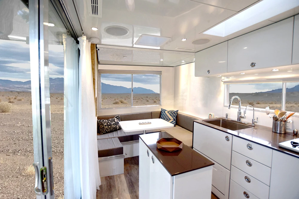 Kitchen area of Hofmann Architecture's Living Vehicle mobile home