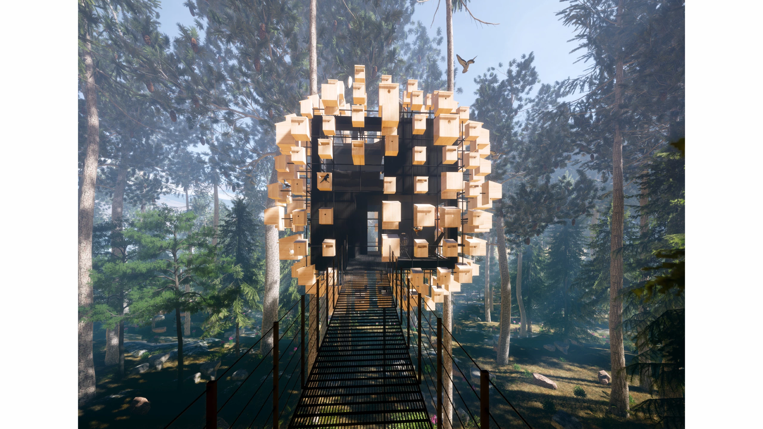 Biosphere will be accessed by using a suspended bridge