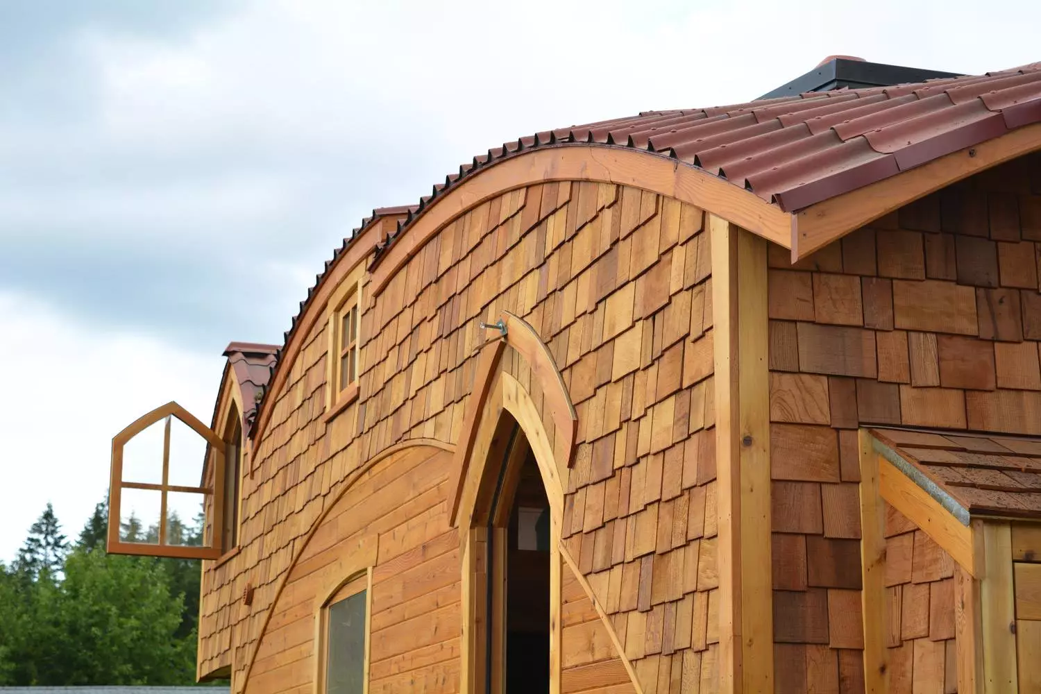 The house is clad in Onduvilla shingles (a composite asphalt with fiber matte core)
