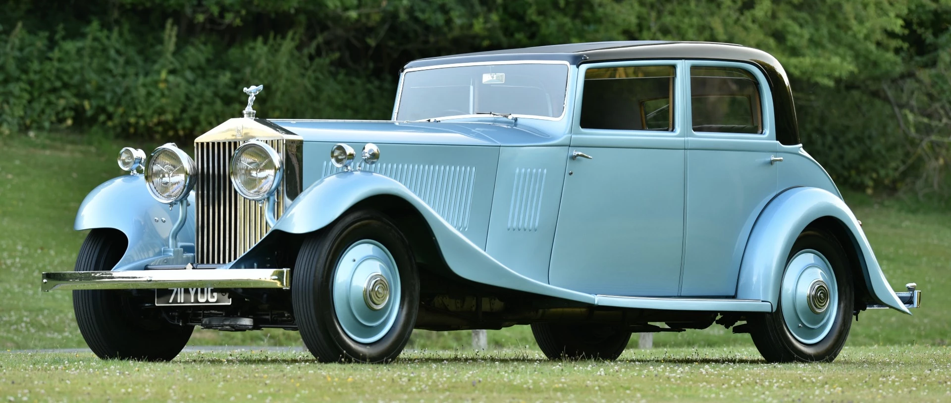 The blue exterior of Campbell's Phantom II is contrasted with a blue leather interior