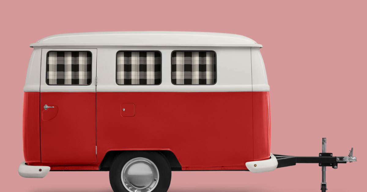 Type 2 stamps classic VW camper-inspired steel on new pop-top trailer Type 2 stamps classic VW camper-inspired steel on new pop-top trailer