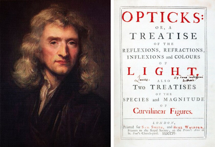 Isaac Newton was just 24 years old when he began working on improving the optics of the telescopes, recognising that the generation of the spectrum is related to the physical properties of light and not those of the prism. He then demonstrated his theory by recomposing the white light though a second prism, and making his first important scientific breakthrough. By the age of 30, he managed to suppress the chromatic aberration in telescopes and revealed his findings at the Royal Society which published his lecture in its Philosophical Transactions. Therein began one of the nastiest quarrels between great men in the history of science, when his work on the properties of light was criticised by Robert Hooke, Christiaan Huygens, and the French physicist Edmé Mariotte. So averse to criticism was Newton, that he did not publish this book until the last of his critics (Hooke) had died, despite much of the original thought it contained being decades old. Opticks analyzes the fundamental nature of light by means of the refraction of light with prisms and lenses, the diffraction of light by closely spaced sheets of glass, and the behaviour of color mixtures with spectral lights or pigment powders. It is considered one of the great works of science in history. Opticks was significant in many other ways too, one being that it was first published in English rather than in the Latin traditionally used by European scientists and philosophers up to that time. The English language was overtaking Latin to become the universal language of science and business. Nonetheless, Newton eventually did follow traditional protocol, publishing a Latin translation two years later in 1706.