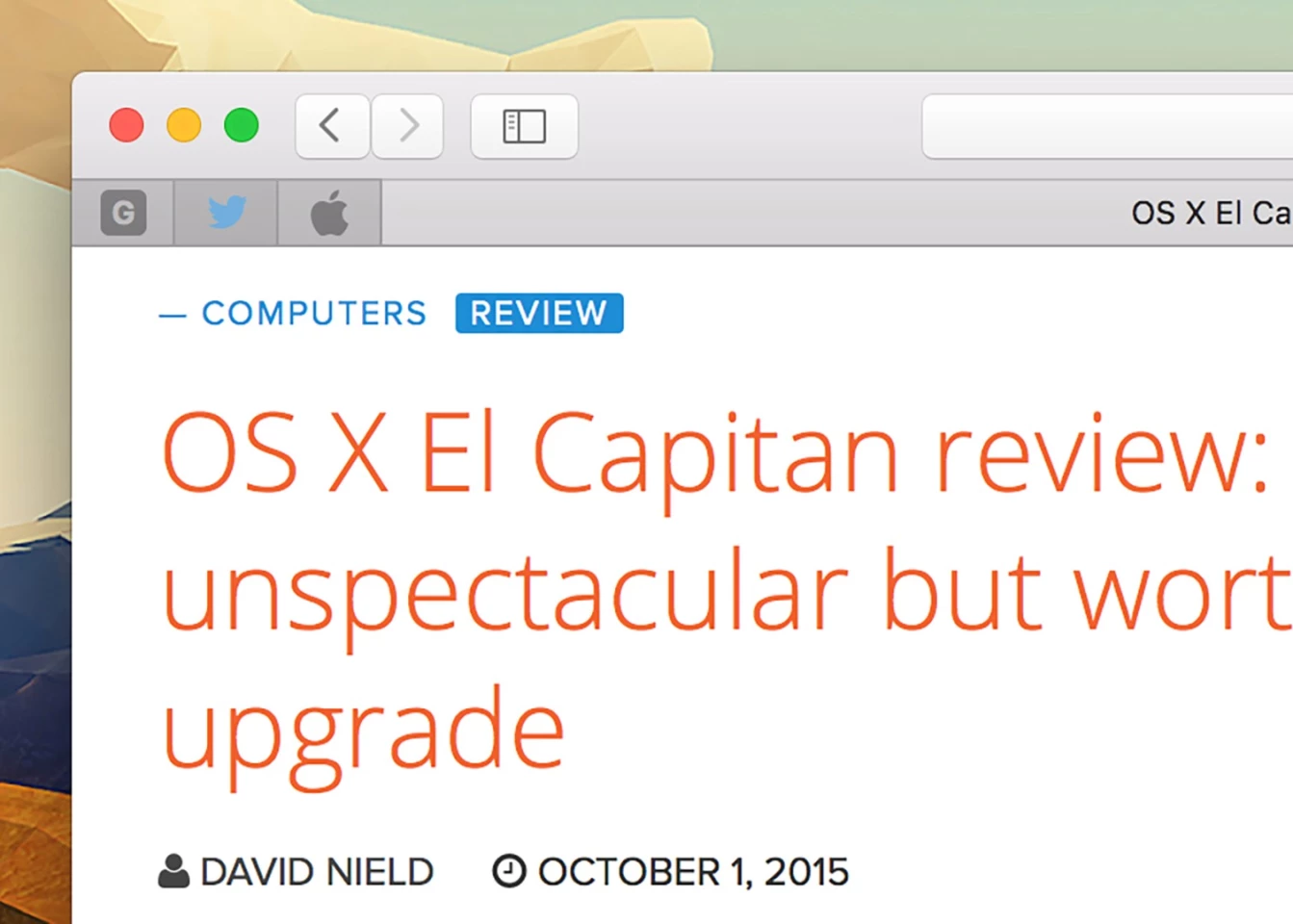 Safari is able to pin tabs in El Capitan